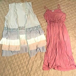 ‼️SHIPS FREE‼️ Dress & Long Smock Set S/M Boutique Brands. EUC